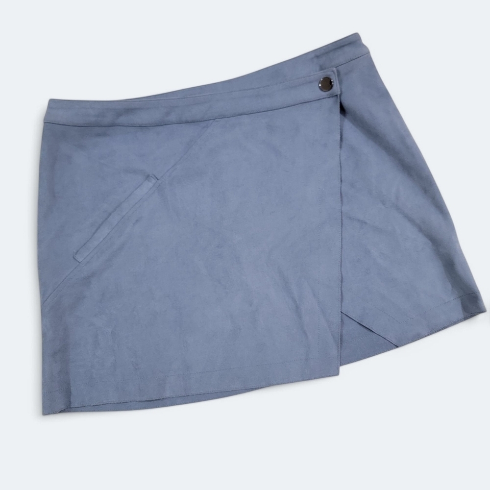 Naked Zebra Blue Mini Skirt Wrap Soft Faux Suede Size M